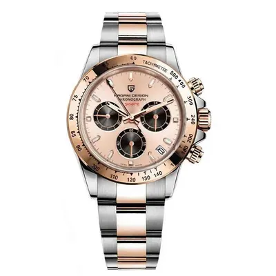 Ceas Bărbați Pagani Design PD-1644 Bicolor Argintiu Rose Gold, Chronograph VK63, 40mm, Cadran Champagne, Sticlă Safir