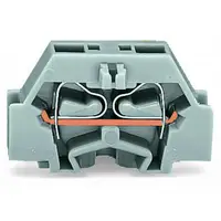 Space-saving, 2-conductor end terminal block; without push-buttons; without protruding snap-in mounting foot; for terminal strips with snap-in mounting feet; 2.5 mm²; CAGE CLAMP®; 2,50 mm²; light gray