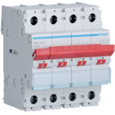 Întrerupător 4P 125A 400V 4M, pârghie roșie