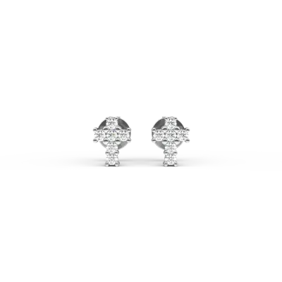 Cercei cruciulite din aur alb cu diamante de 0.084ct