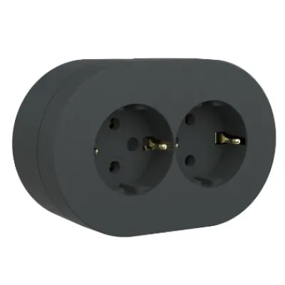 Priza Schuko Dubla PT xOne Ovivo OV00958, 16A, 250V, IP54, antracit