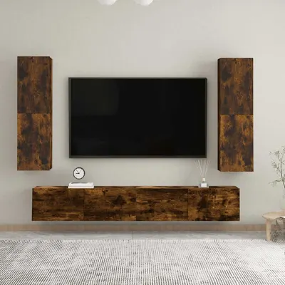 vidaXL Comodă TV cu montaj pe perete, stejar fumuriu, 30,5x30x110 cm