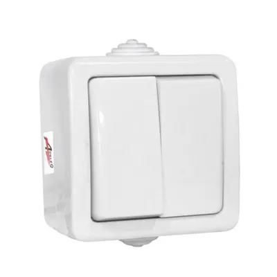 Aparataj PT IP54 intrerupator dublu 10A - alb