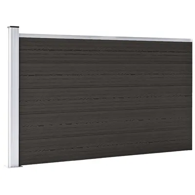 vidaXL Set de panouri de gard, negru, 175x105 cm, WPC