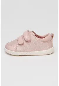 Pantofi sport cu velcro si aspect stralucitor - Roz deschis