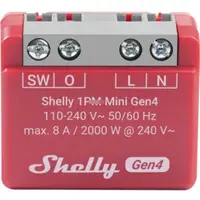 Releu inteligent Shelly – 1PM Mini Gen4, Wi-Fi, cu wattmetru, roșu