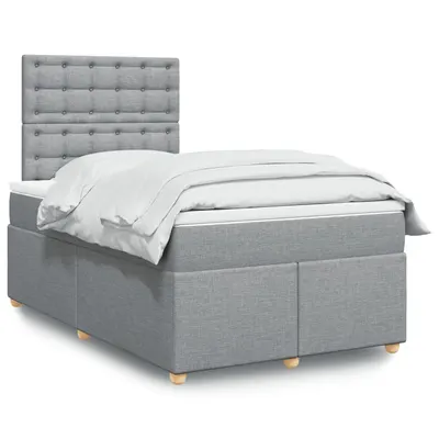 Gossi pat box spring cu saltea, gri deschis, 120x190 cm, textil