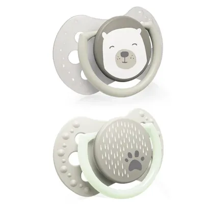 Suzeta din silicon Lovi Mini - Buddy bear, 0-2 luni, 2 bucati