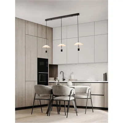 Lampa suspendata ANAFI Nisipiu Negru Otel & Aluminiu Clear Frosted Acrylic LED 24 Wat 220-240Volt 850Lm 3000K IP20