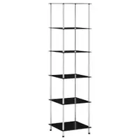 Gossi raft cu 6 niveluri, negru, 40 x 40 x 160 cm, sticla securizata