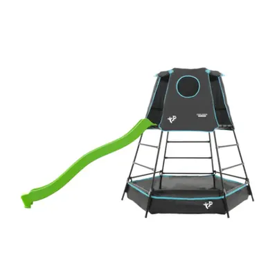 Set TP Explorer negru cu cadru de catarare metalic si tobogan