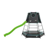 Set TP Explorer negru cu cadru de catarare metalic si tobogan