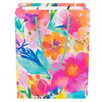 Pungi cadou cu model floral și dungă aurie, mix 4 modele (set 12 buc)