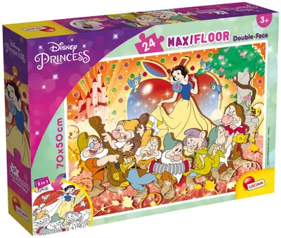 Puzzle cu două fețe Lisciani de colorat din 24 piese - Albă ca Zăpada