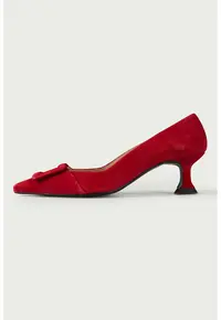 Pantofi din piele intoarsa cu varf ascutit Alana - Rosu vermillion