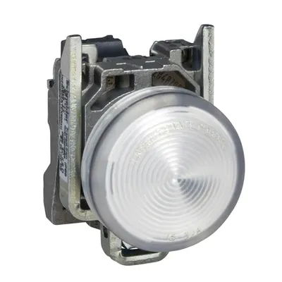 Lampa pilot complet alba Ø22 lentile netede cu LED integral 24V