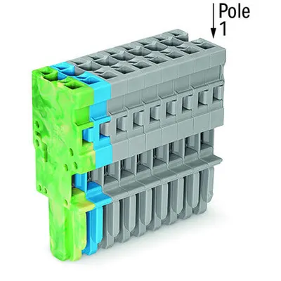 1-conductor female plug; 4 mm²; 11-pole; 4,00 mm²; green-yellow, blue, gray