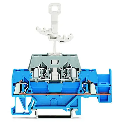 Double-deck terminal block; with additional jumper position on lower level; for DIN-rail 35 x 15 and 35 x 7.5; 2.5 mm²; CAGE CLAMP®; 2,50 mm²; blue/gray