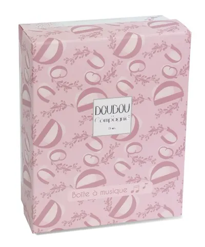 Iepuras muzical Doudou Roz 20 cm pentru patut sau carucior