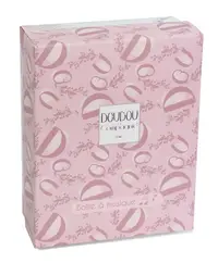 Iepuras muzical Doudou Roz 20 cm pentru patut sau carucior