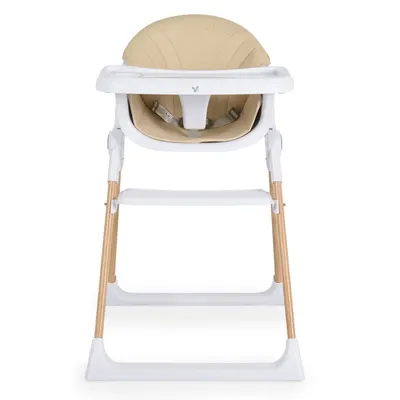 Scaun de masa pentru copii Cangaroo Almond Beige,husa din piele ecologica usor de curatat,structura metalica stabila,picioare antiderapante,pliere compacta,centura de siguranta si protectie antialunecare,suport picioare