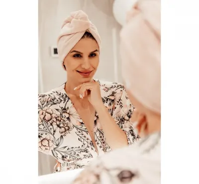 Prosop Turban din bambus pentru mamici si copii Sepia Rose