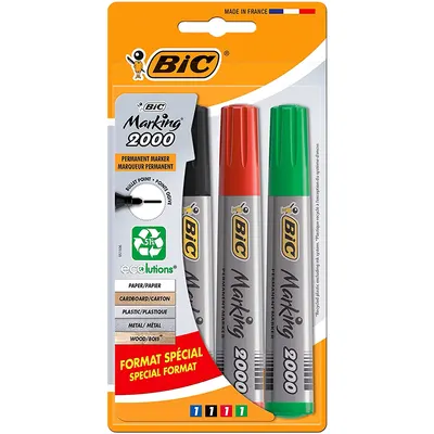 Marker permanent 1.7mm, 4culori/set, varf rotund, Bic Marking 2000
