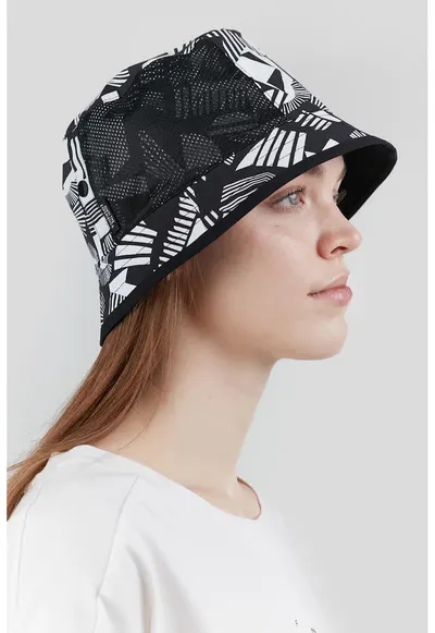 Palarie bucket reversibila - Negru/Alb murdar