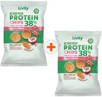 Chipsuri proteice cu bacon și sos Ranch, 2 x 52 g, Livity