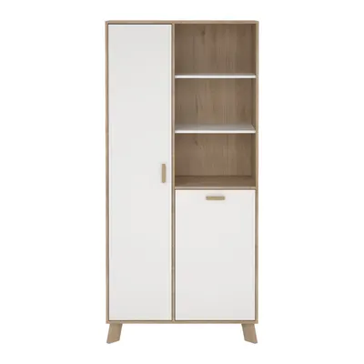 Bibliotecă albă-în culoare naturală cu aspect de lemn de stejar 89x188x40 cm Ikast – Tvilum