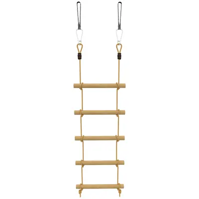 AIYAPLAY Scară de Frânghie 1,8m, Accesorii pentru Leagăne, Frânghie pentru Parc de Joacă Exterior, Cățărare cu 5 Trepte pentru Copii cu 2 Carabiniere și 2 Curele pentru Copaci | Aosom Romania