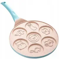 Tigaie Clatite NewEvo, 7 Forme Animale, Din Otel Acoperit Cu Ceramica, Diametru Tigaie 25cm, Diametru Clatita 7.5, atat pentru aragazul normal cat si
