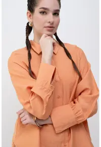 Camasa relaxed fit din amestec de in - Portocaliu stins