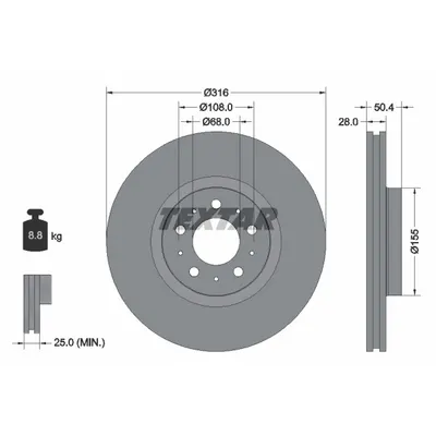 Disc frana TEXTAR 92126603
