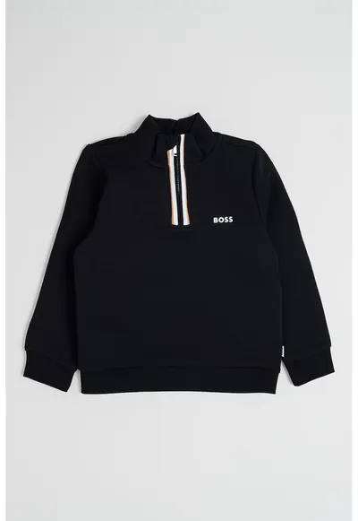 Bluza de trening cu fermoar scurt - Negru