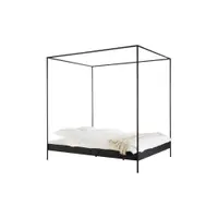Pat matrimonial negru din oțel fără tăblie/cu baldachin cu somieră 200x200 cm Eton – noo.ma