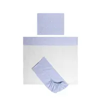 Set lenjerie patut 120x60 cm Tiny Dream 3 piese bumbac ranforce Train Blue