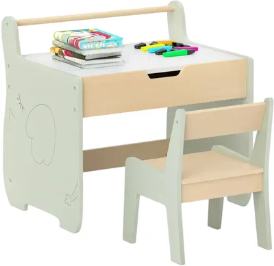 Masă de desen pentru copii Costway 2 în 1 - cu tablă albă și neagră
