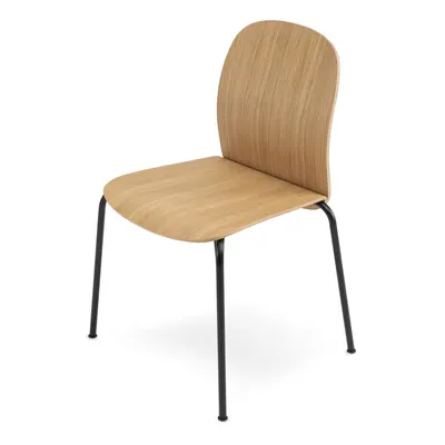 Scaune de dining în culoare naturală stivuibile 2 buc. cu aspect de lemn de stejar Book – Gazzda