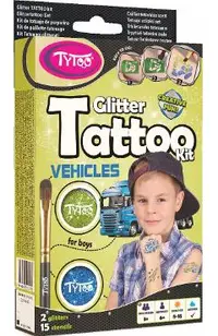 Glitter Tattoo Kit: Vehicles. Tatuaje cu sclipici: vehicule