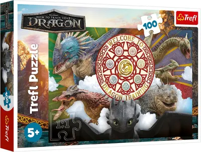 Puzzle Trefl 100 de piese - Dragoni în acțiune
