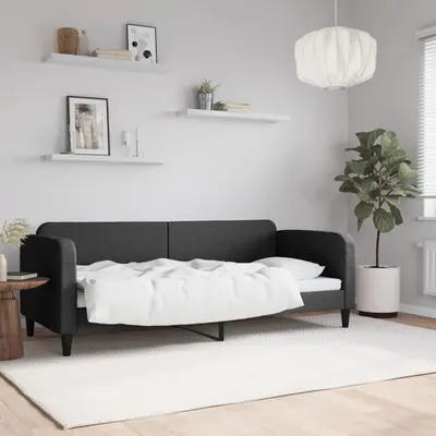 vidaXL Pat de zi, negru, 80x200 cm, material textil