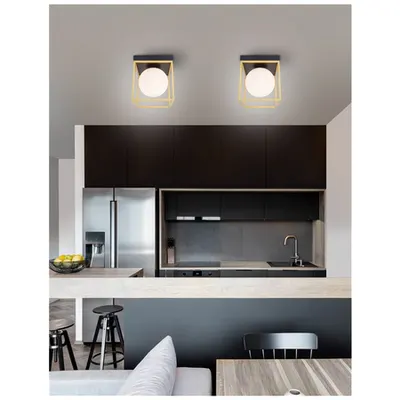 Plafoniera JULIET Brass & Negru Metal Alb Opal Sticla LED E14 1x12 Wat 230 Volt IP20 Fara bec