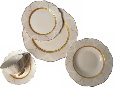 Serviciu de mese din porțelan Morello - Royal Gold, 18 părți