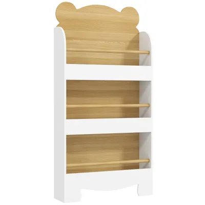 AIYAPLAY Raft pentru copii raft cu 3 polițe raft de depozitare din lemn 55x15x110cm Alb | Aosom Romania