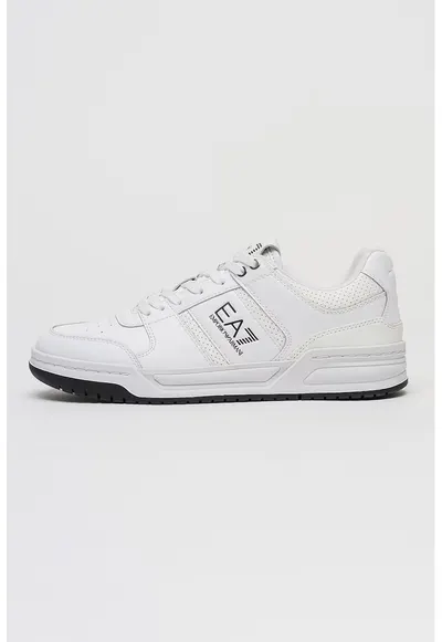 Pantofi sport din piele cu model cu perforatii - Negru stins/Alb optic