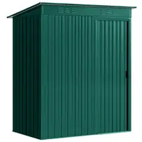 Outsunny Căsuță de Grădină 1.37m² din Metal, Montare Ușoară, Spațiu de Depozitare Unelte Grădină cu Ventilație, Ușă Culisantă, Acoperiș Înclinat și Mănuși, 159x106x181 cm, Verde | Aosom Romania