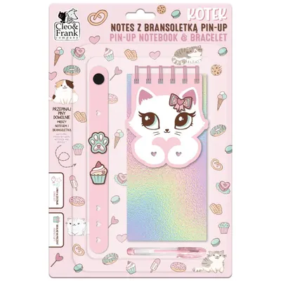 Set carnet cu brățară Kidea - Pisică