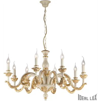 candelabru Giglio, 8 becuri, dulie E14, D:840 mm, H:660/1200 mm, Auriu