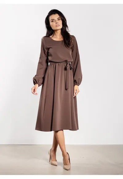 Rochie A742 - ciocolatiu - poliester-elastan